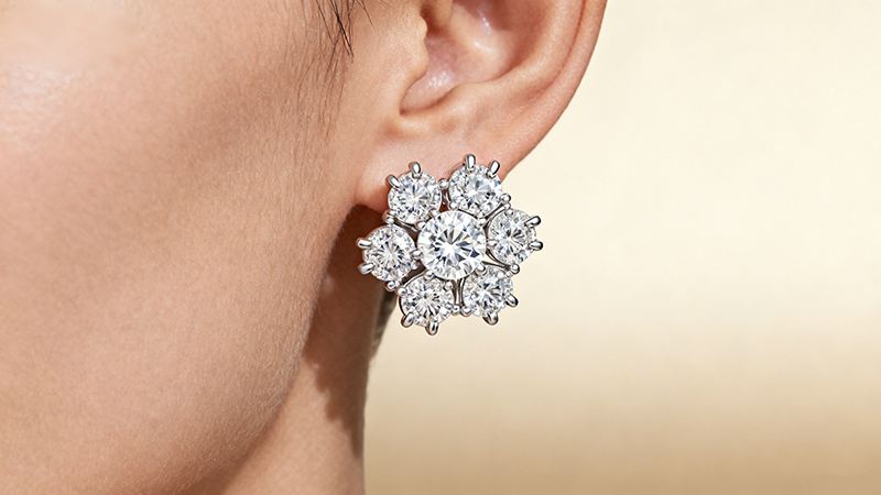 Cluster earrings use a variety of precious metals