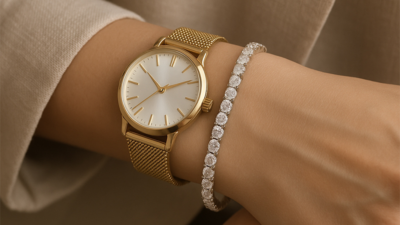 Tennis chain watch enhances beauty