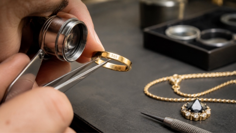 Many buyers see a 585 stamp on rings, necklaces, bracelets, earrings