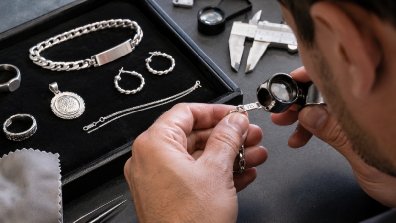 The 925 stamp is usually found on the inner ring band, clasp, earring post, pendant back