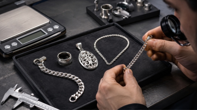 Real sterling silver usually has a bright white metallic shine, not a cheap gray