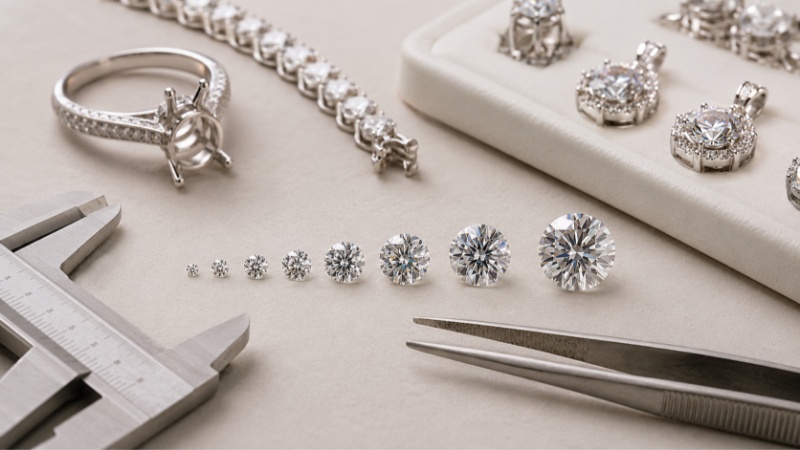 For B2B buyers, carat weight and millimeter size should be confirmed together. 
