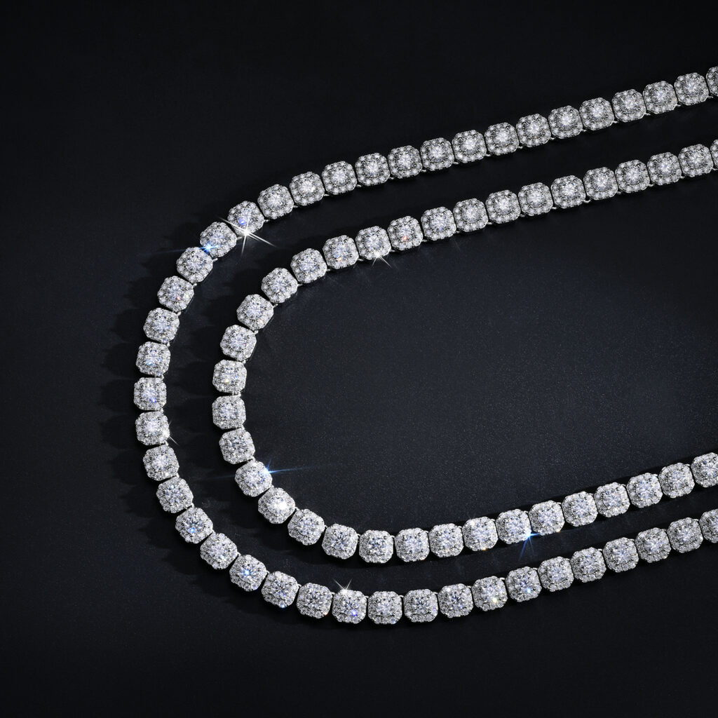 moissanite tennis chain neckace bracelet