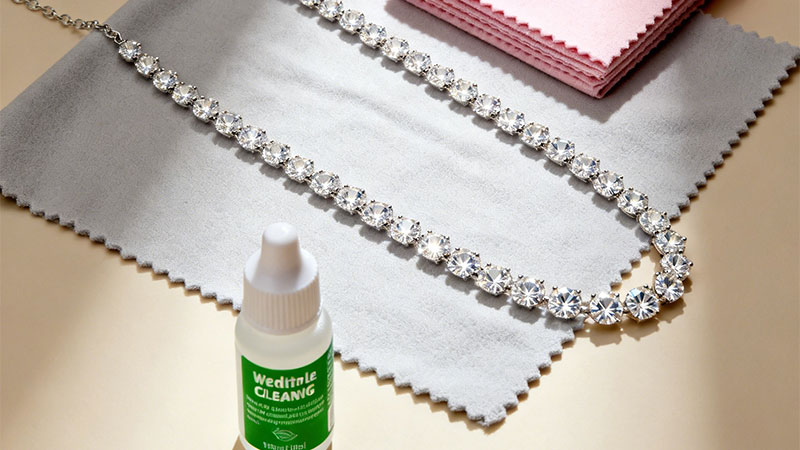 A shiny moissanite necklace requires good jewelry care and luster maintenance