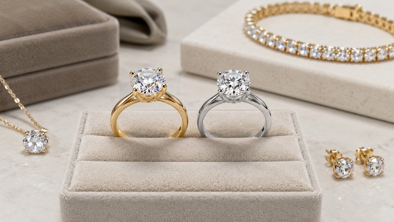 Both moissanite and lab-grown diamond can be used in jewelry designed