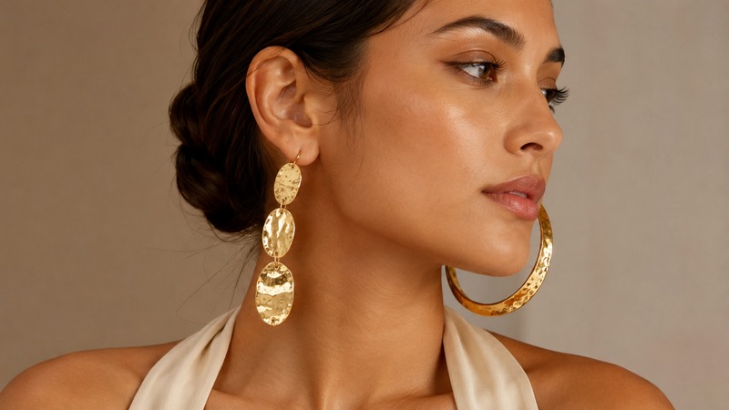 Statement earrings remain valuable for campaigns and social content