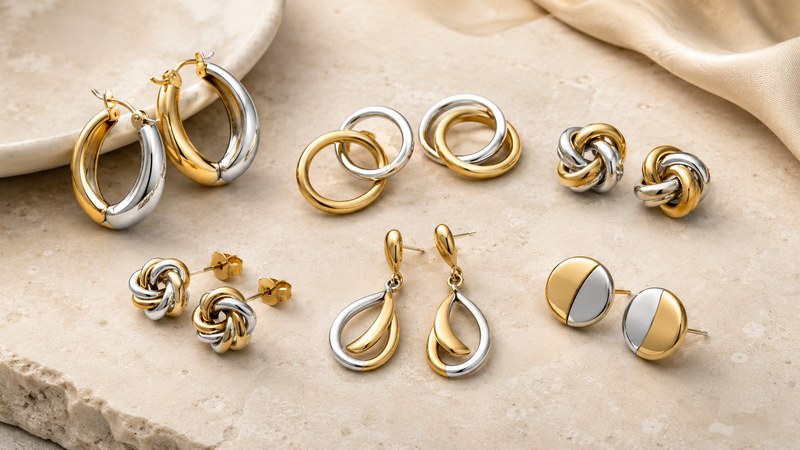 Mixed-metal earrings help customers combine gold and silver without