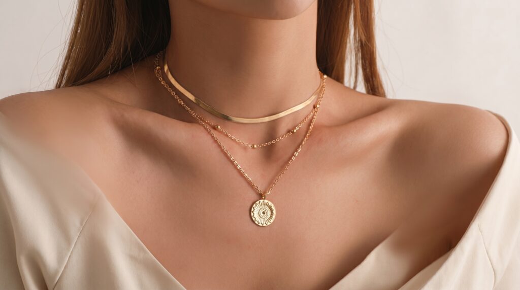 Art-inspired pieces, including bold brooches and abstract forms.