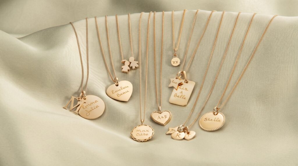 Custom pendants, engraved necklaces, and meaningful pieces tied to a personal story.