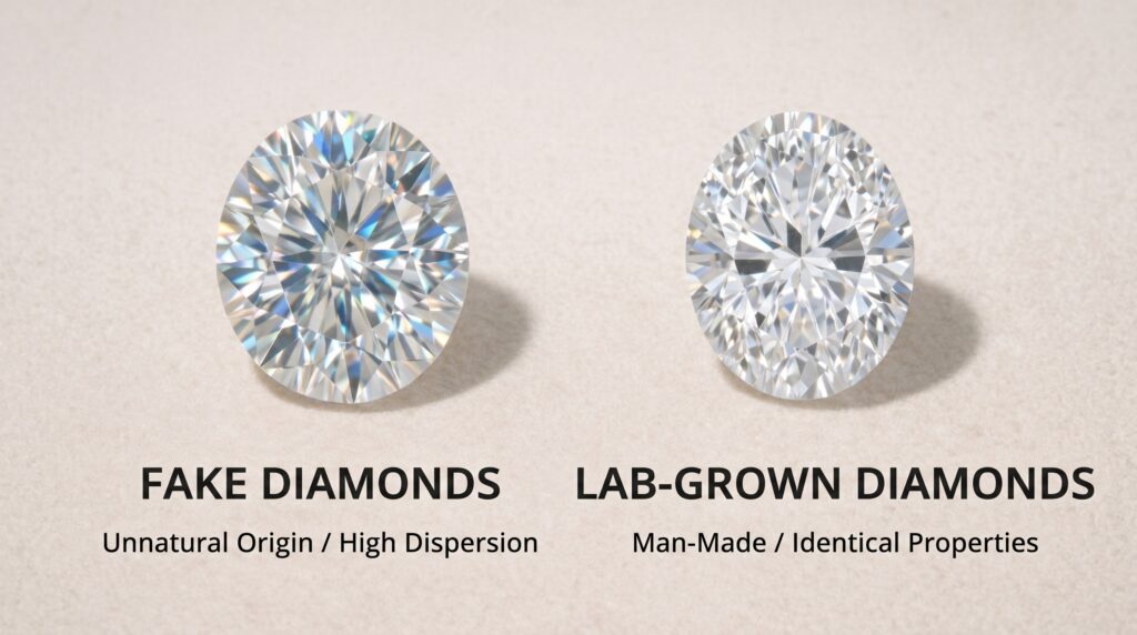 Fake Diamonds vs Lab-Grown Diamonds