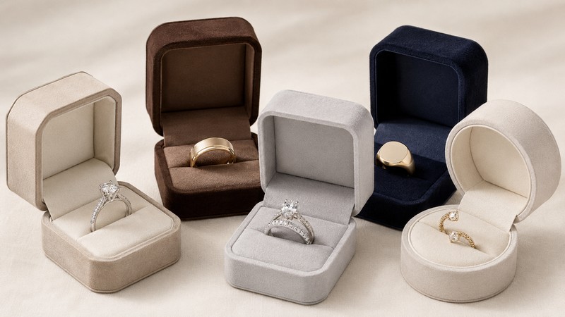 Custom ring boxes should hold the band securely without pressing the center stone