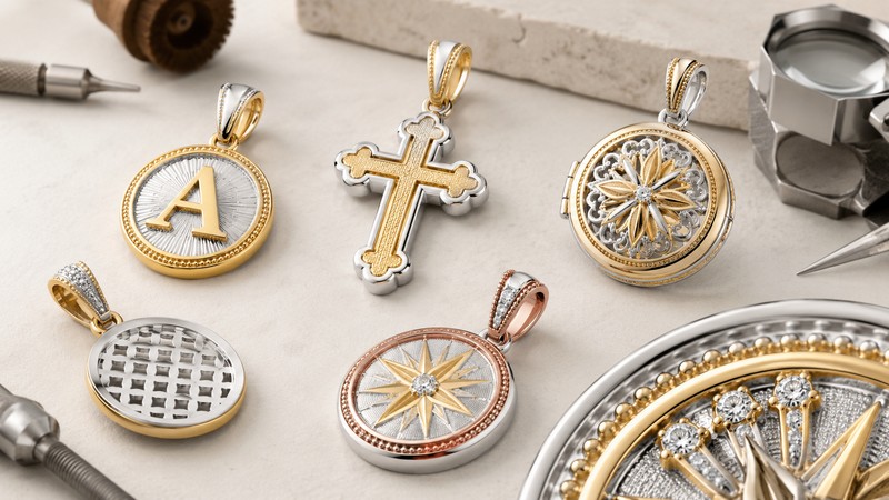 Two tone pendants are especially effective for initials
