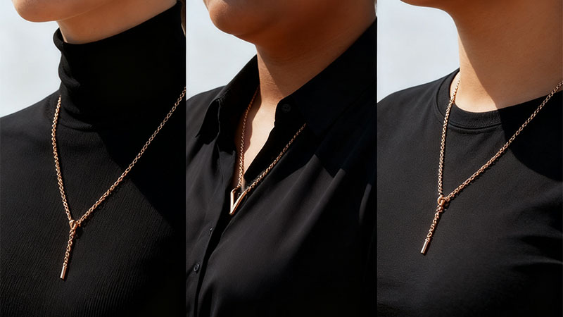 The same necklace length may look different on different body shapes and appearances