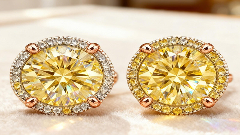 whether in rose gold earrings or yellow diamond earrings, captures and reflects the light effectively.