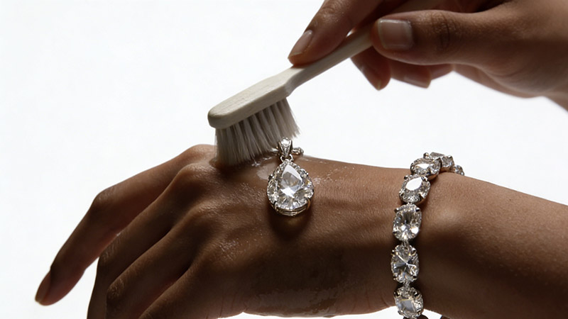 This regular cleaning with a soft brush keeps your jewelry brilliant and beautiful.