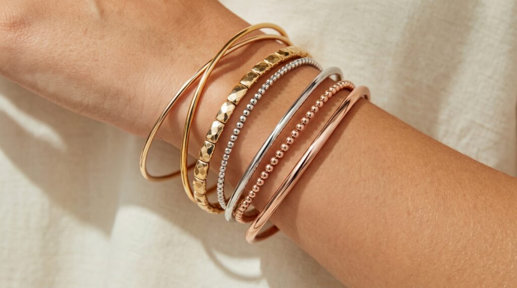 The simple 3-step method turns basic bangle jewelry into a complete styling moment.