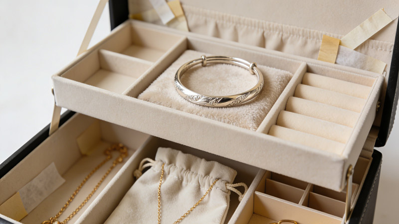 To prevent jewelry from rusting, store it in layers in a dry jewelry box