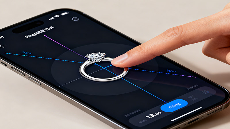 A virtual ring sizer can also help measure your ring size or the fit of a man's ring