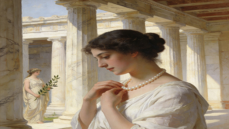 people of ancient Greece used to wear pearl necklaces to show love and relationships.