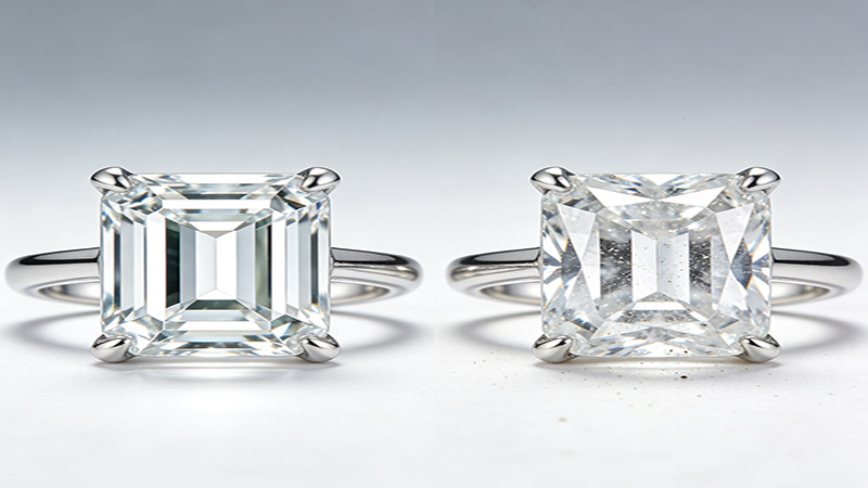 Why edoes merald cut moissanite look cleaner than a diamond