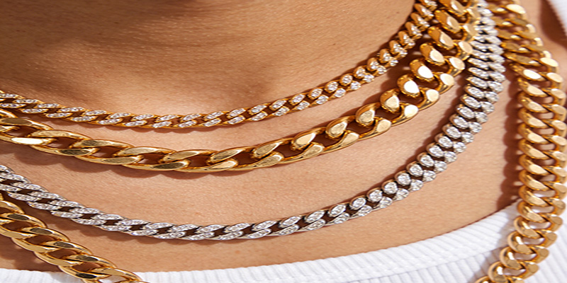 You can choose chains made of different materials, like 18k gold with sterling silver.