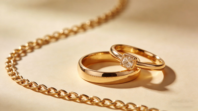 Another common use of 14K gold is engagement rings and wedding bands, as it is strong enough to handle daily wear items without losing its shape.