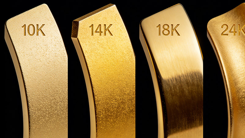 The gold purity scale ranges from 0 to 24 karats, where each karat represents 1/24th part of the whole. 