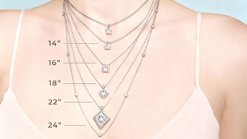 A Necklace Size Chart Showing Six Common Sizes