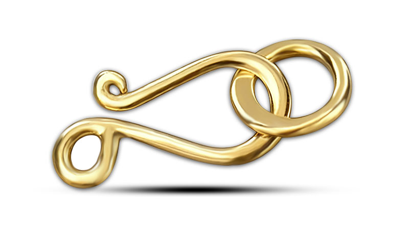 A gold S Hook Clasps for jewelry.